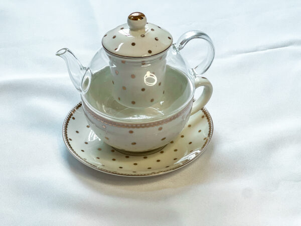 5 Piece Gold Polka Dot Tea Set